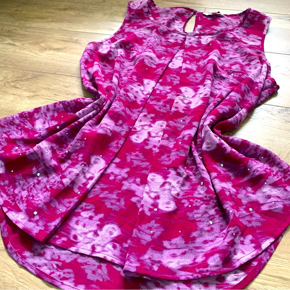 JUICY COUTURE RHINESTONE PURPLE SCOOP NECK SLEEVELESS BLOUSE SIZE XL